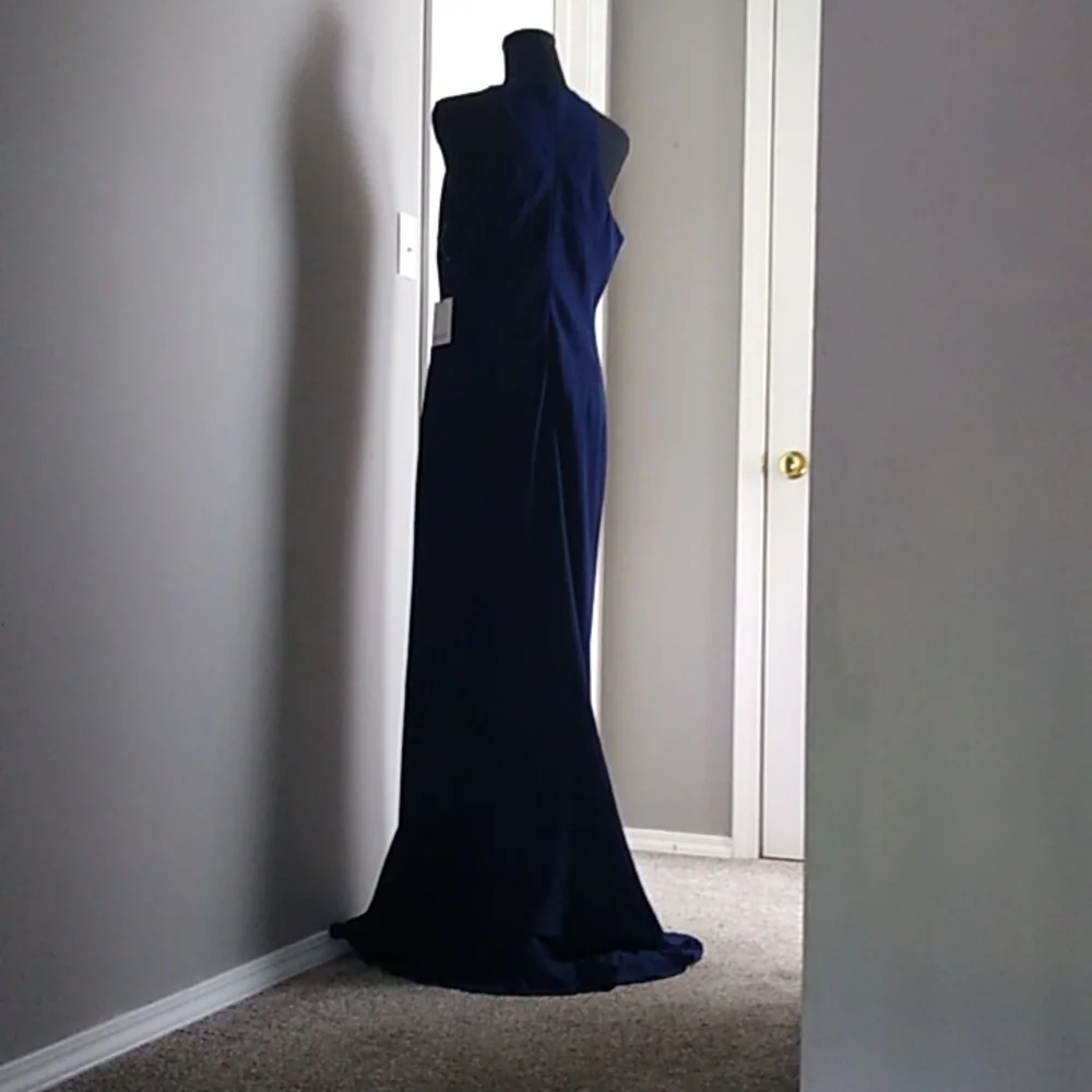 Calvin Klein Womens Maxi Dress Navy Blue Sleeveless Halter size 12 New With Tags - Picture 8 of 15
